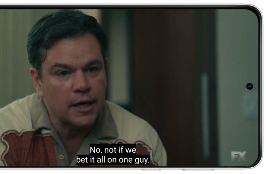 Streeme Android player showing closed captions over landscape video playback