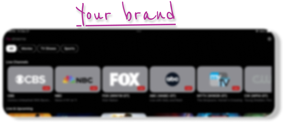 Branded Streeme TV interface with a custom Your brand annotation